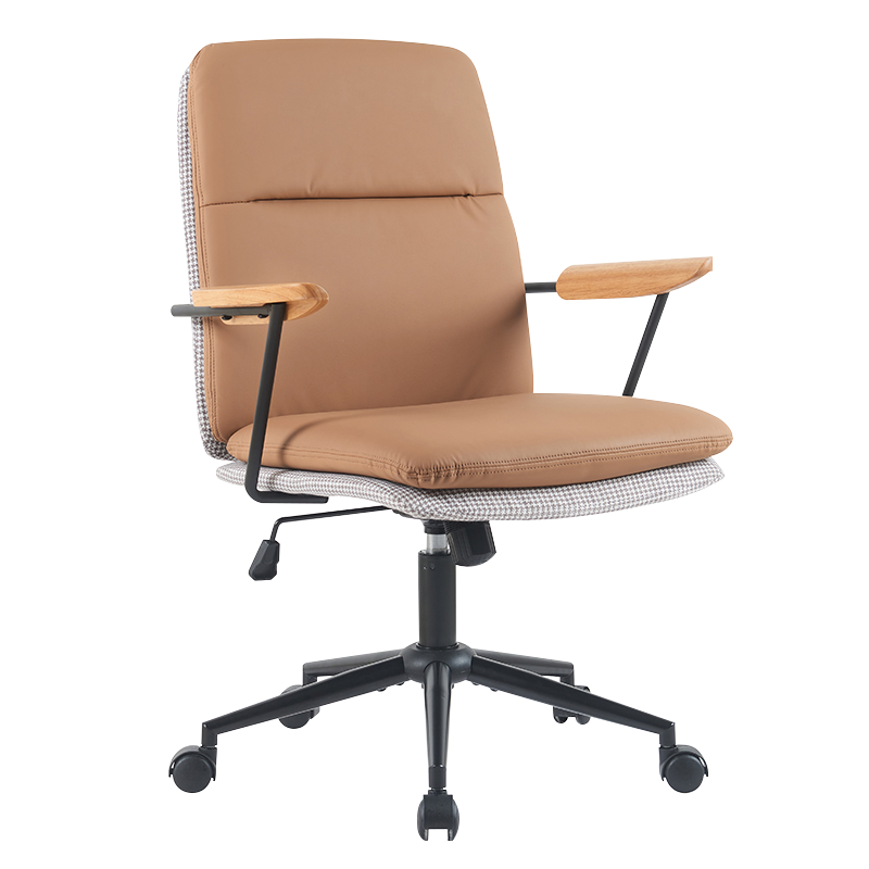 Земляной желтый деревянный подлокотник с двойной подушкой для домашнего офиса (X-5135)