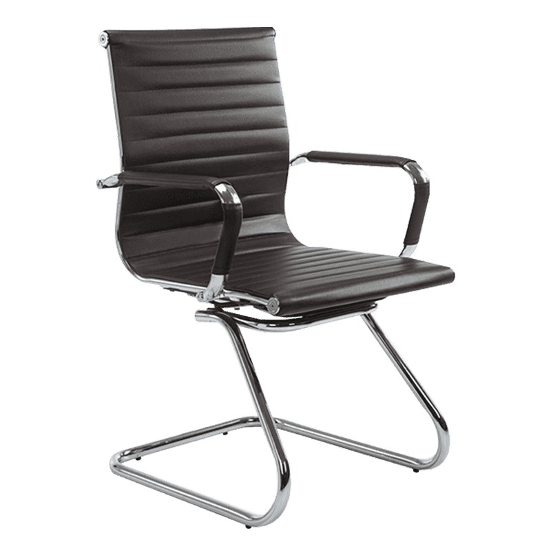 Коричневое современное кожаное кресло для конференций со средней спинкой (Y-1846C)