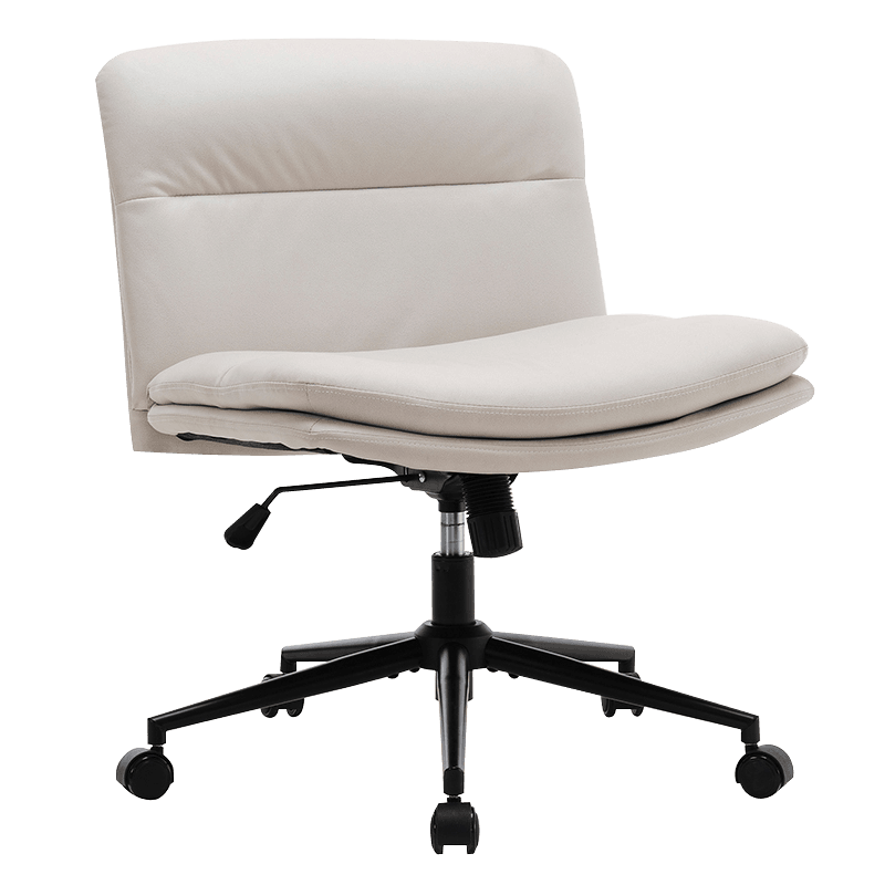 Белый широкий стул для домашнего офиса без подлокотников со скрещенными ногами (Y-C56)