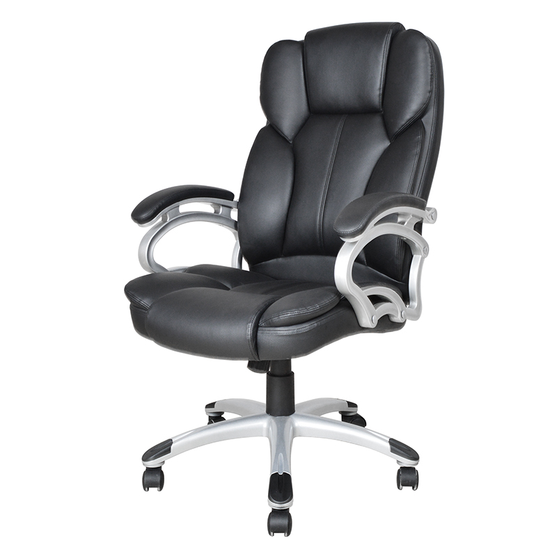 Черное офисное кресло с высокой спинкой и фиксированным подлокотником (Y-2825)