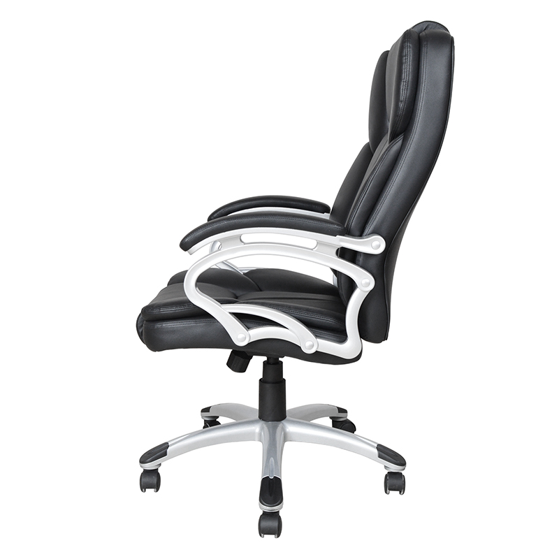 Черное офисное кресло с высокой спинкой и фиксированным подлокотником (Y-2825)