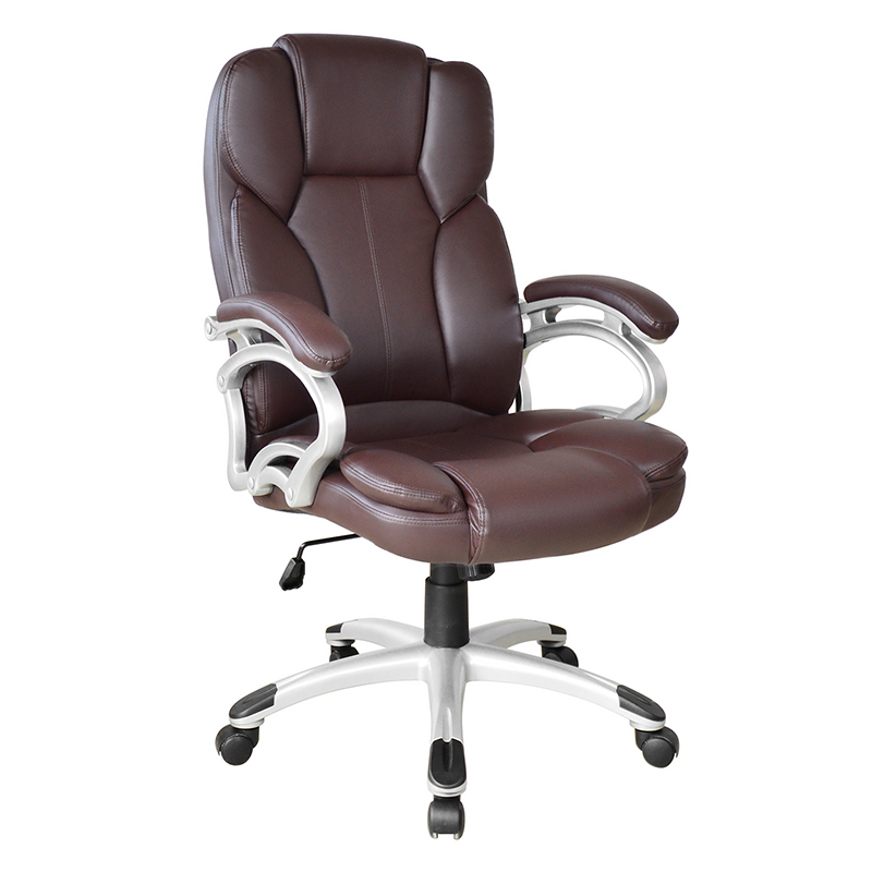 Коричневое офисное кресло с высокой спинкой и фиксированным подлокотником (Y-2825)