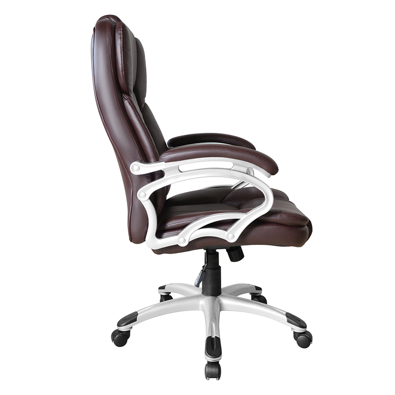 Коричневое офисное кресло с высокой спинкой и фиксированным подлокотником (Y-2825)