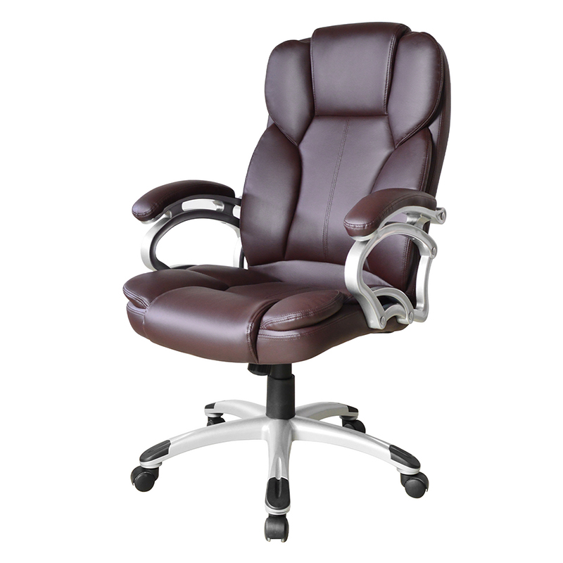 Коричневое офисное кресло с высокой спинкой и фиксированным подлокотником (Y-2825)