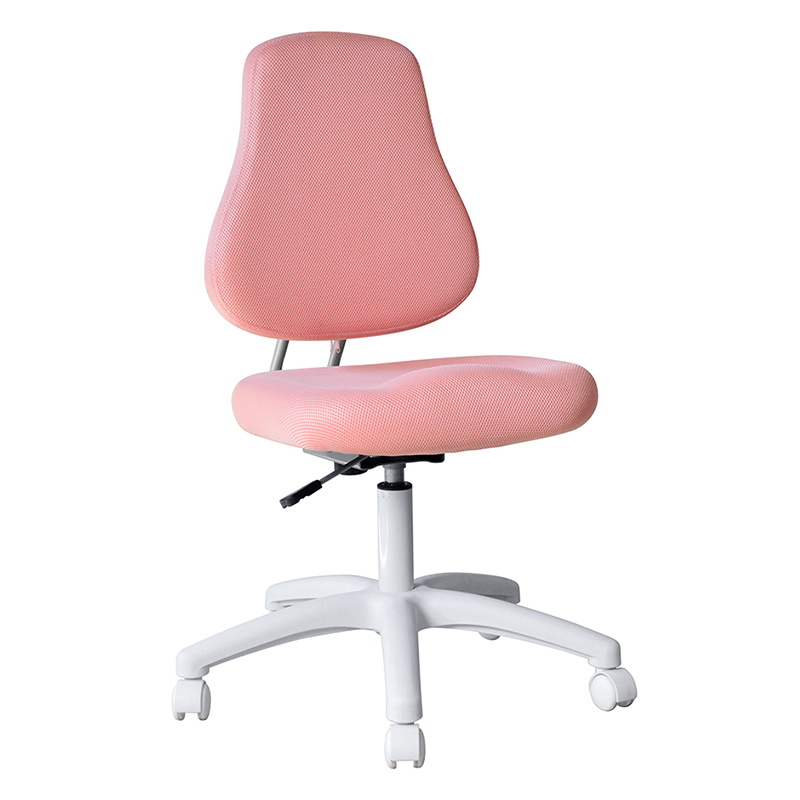 Рабочее кресло для персонала без подлокотников из розовой ткани с нейлоновым основанием (M-6122)