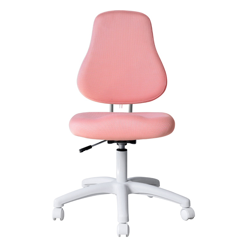 Рабочее кресло для персонала без подлокотников из розовой ткани с нейлоновым основанием (M-6122)