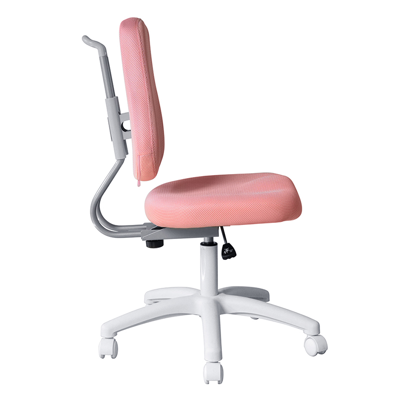 Рабочее кресло для персонала без подлокотников из розовой ткани с нейлоновым основанием (M-6122)