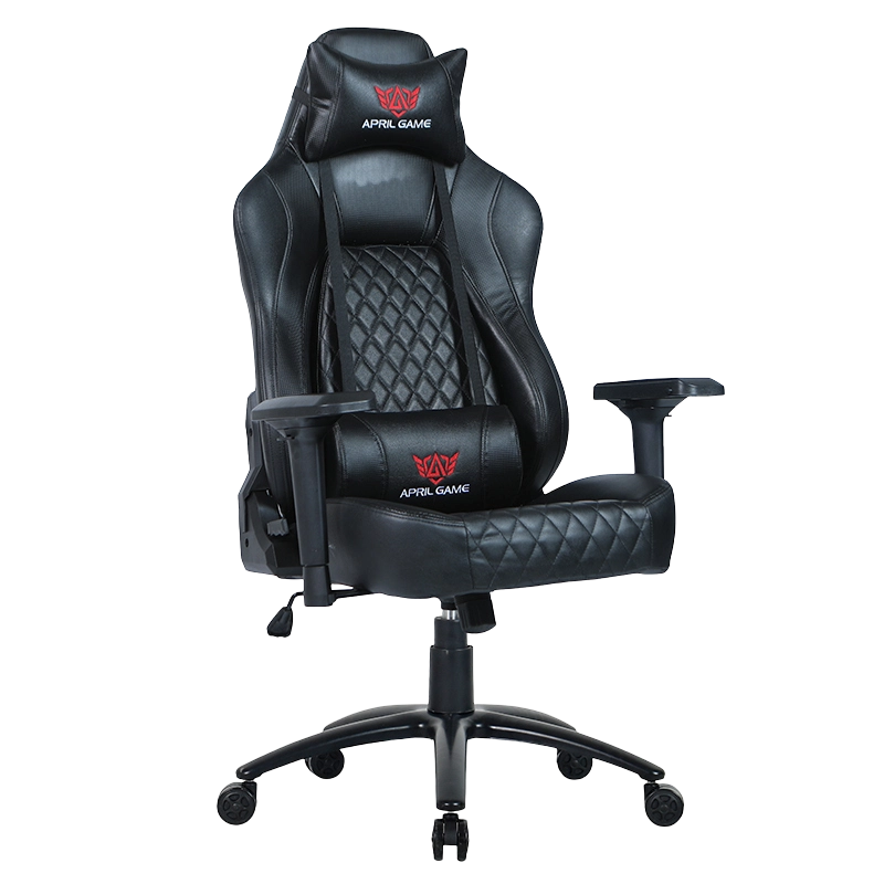 Игровое кресло с высокой спинкой и подлокотником 4D, черная окраска, металлическое основание (Y-2520)