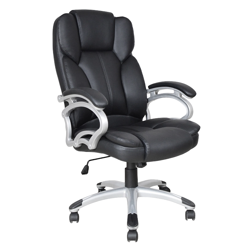 Черное офисное кресло с высокой спинкой и фиксированным подлокотником (Y-2825)