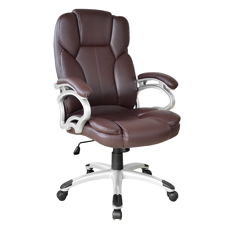 Коричневое офисное кресло с высокой спинкой и фиксированным подлокотником (Y-2825)