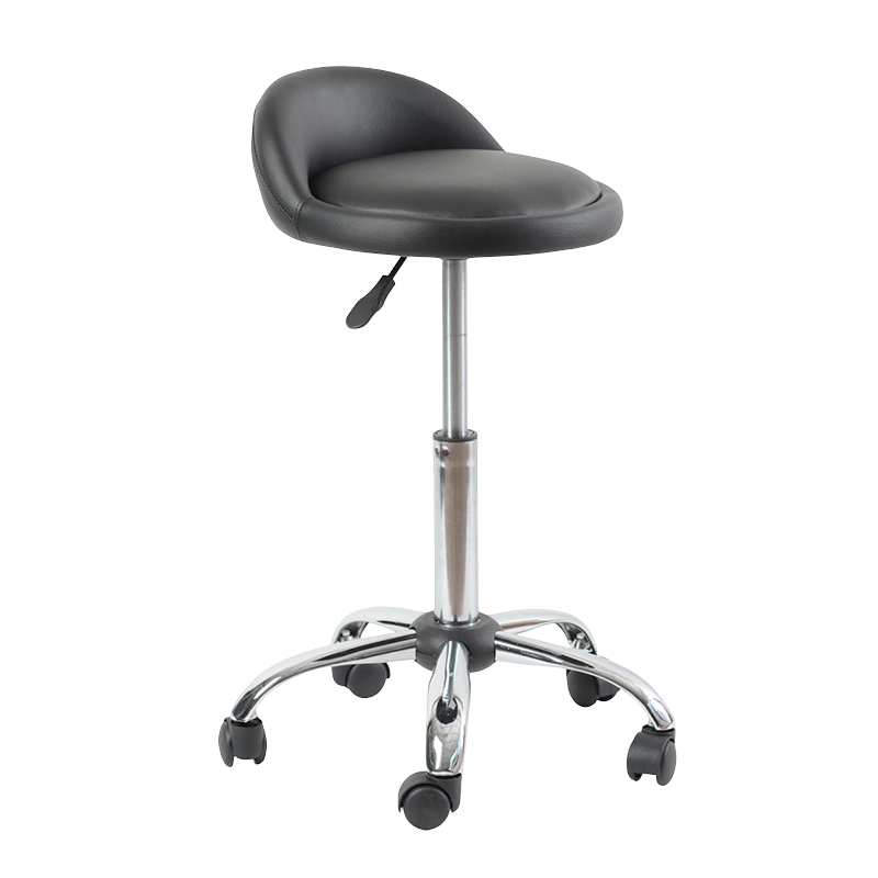 Черный PU поворотный подъемный барный стул с круглой спинкой и колесами (GY-1021A)